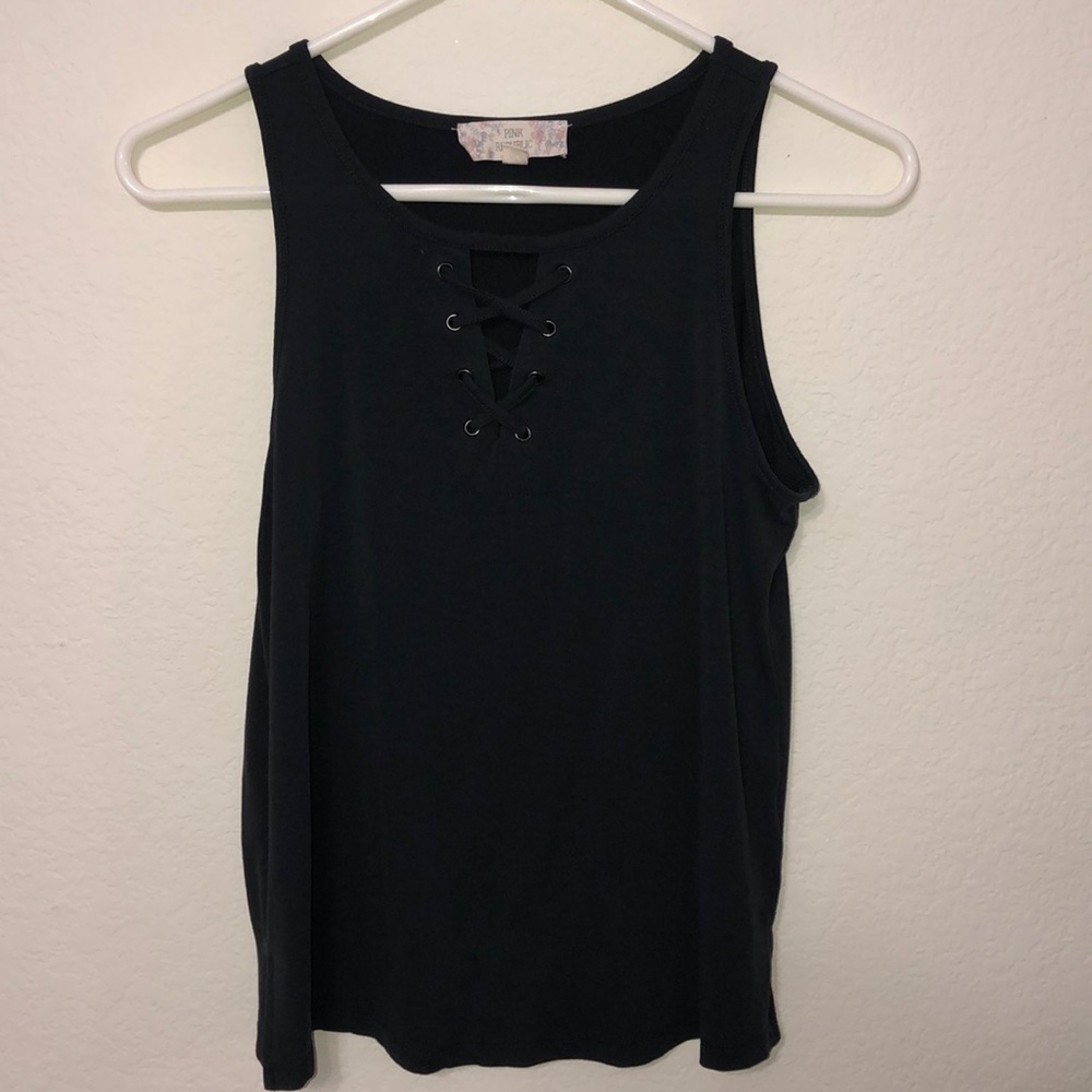 black tank top with front crossed